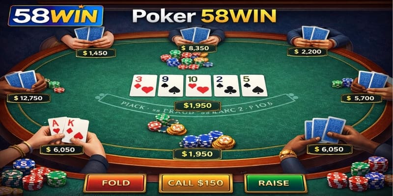Poker 58WIN – Game Cá Cược Trực Tuyến Hấp Dẫn Nhất 2026